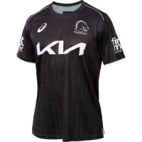 Brisbane Broncos Mens Black Training Rugby Tee 2025