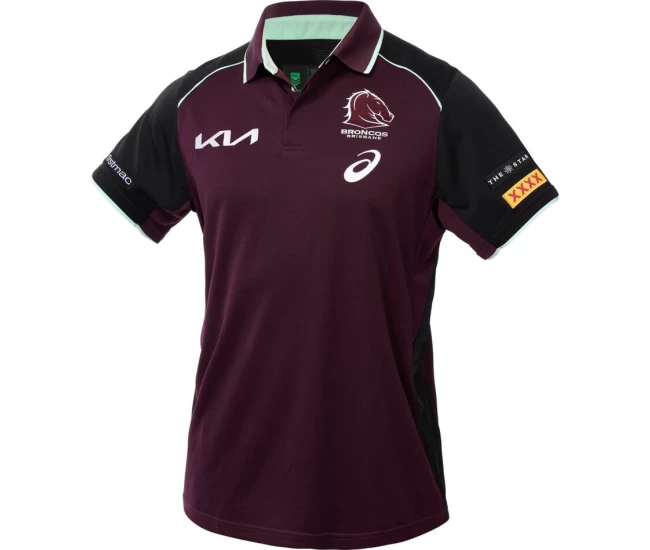 Brisbane Broncos Mens Maroon Training Rugby Polo 2025