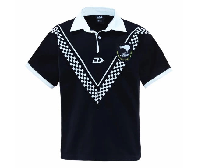 New Zealand Kiwis Mens Throwback Black Rugby Shirt 2024